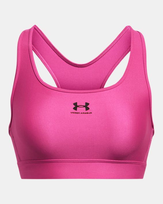 Women's HeatGear® Mid Padless Sports Bra, Pink, pdpMainDesktop image number 10